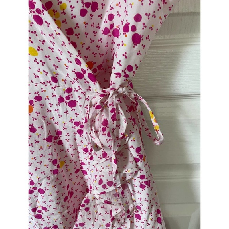 All Things Mochi Dory Mini Wrap Dress Pink Fuchsia Large New — image 6 of 8
